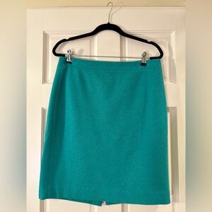 J. Crew Pencil Skirt Double-Serge Wool | Bright Turquoise | Size 10 (Medium)
